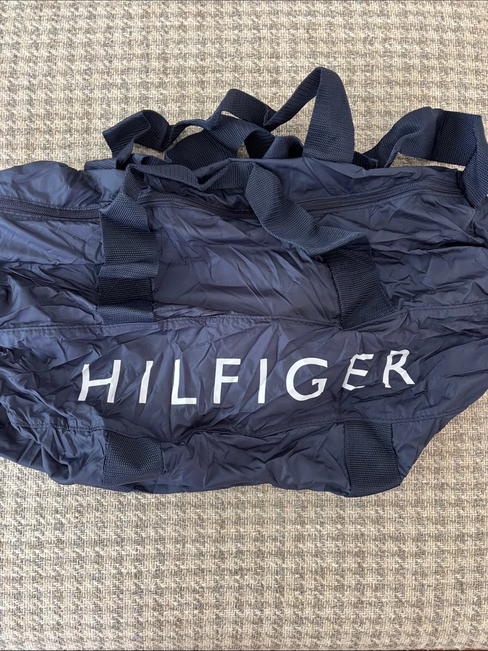 Tommy Hilfiger Navy Duffel Bag with White Logo
